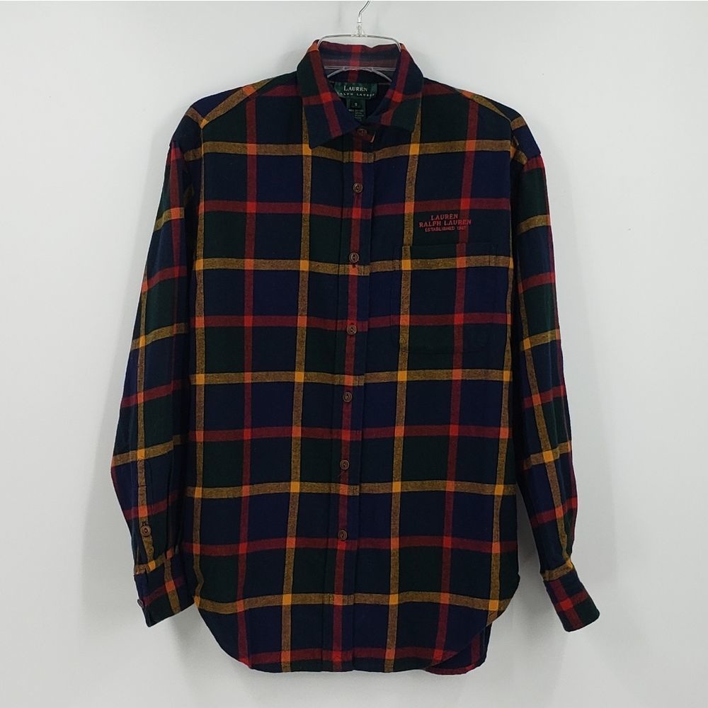 LAUREN Ralph Lauren blue red plaid button down Long Sleeve Shirt women’s small